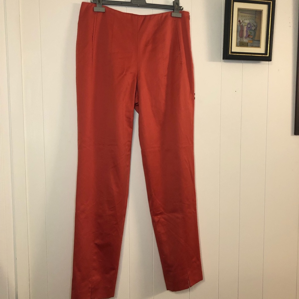 Chado Ralph Rucci Cotton Elegant Orange Women's Trousers Size 14